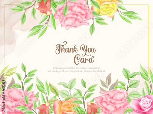 Thankyou Card Floral Vector Template