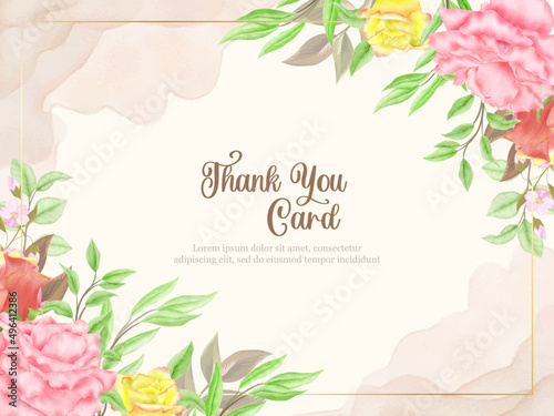 Thankyou Card Floral Vector Template
