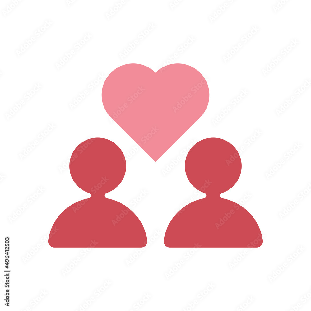 Two people and heart. Relationship vector icon Two people and heart. Relationship vector icon