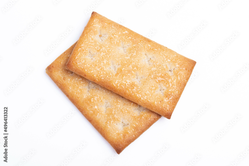 two crackers on a white background two crackers on a white background