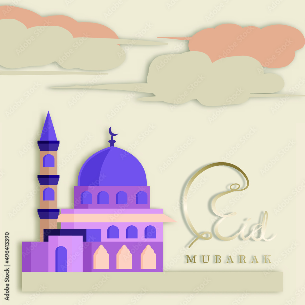 Illustration of Eid Mubarak greetings background vector design for web, social media, or greetings card