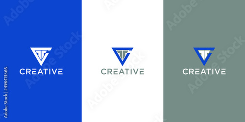 logo v t design triangle business concept abstract