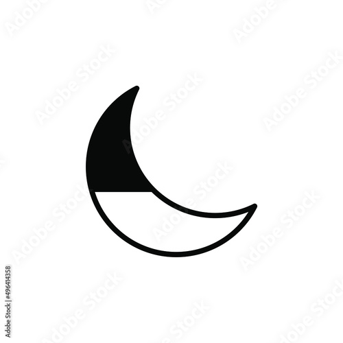 Moon, Night, Moonlight, Midnight Solid Line Icon Vector Illustration Logo Template. Suitable For Many Purposes.