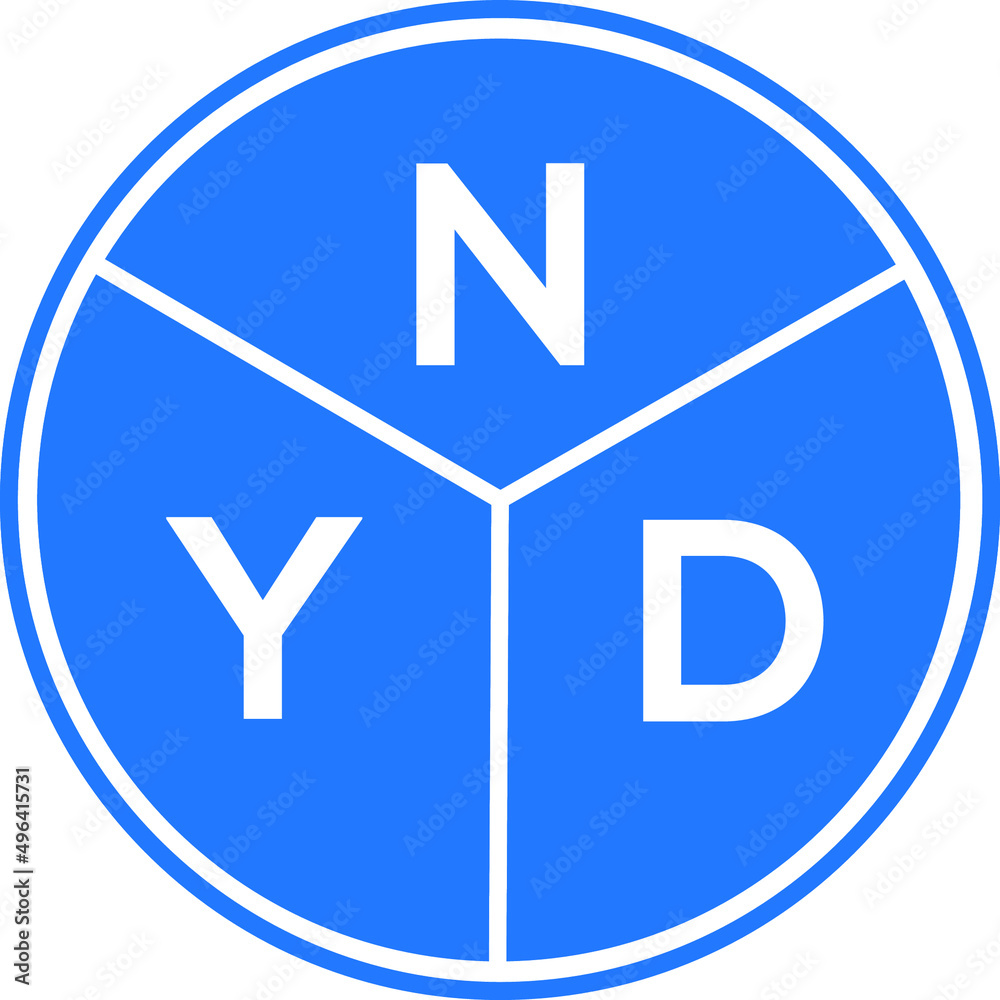 NYD letter logo design on white background. NYD creative circle letter logo concept. NYD letter design. NYD letter logo design on white background. NYD creative circle letter logo concept. NYD letter design.