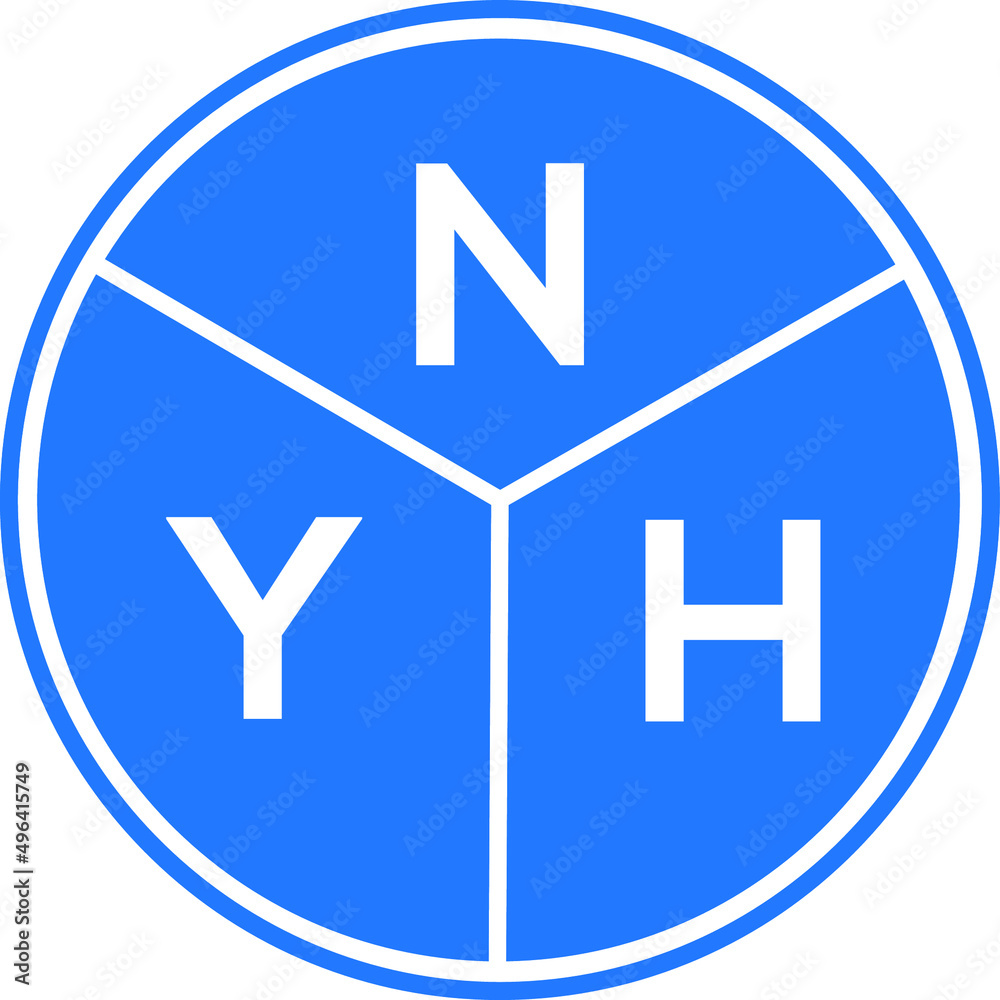 NYH letter logo design on white background. NYH creative circle letter logo concept. NYH letter design. NYH letter logo design on white background. NYH creative circle letter logo concept. NYH letter design.