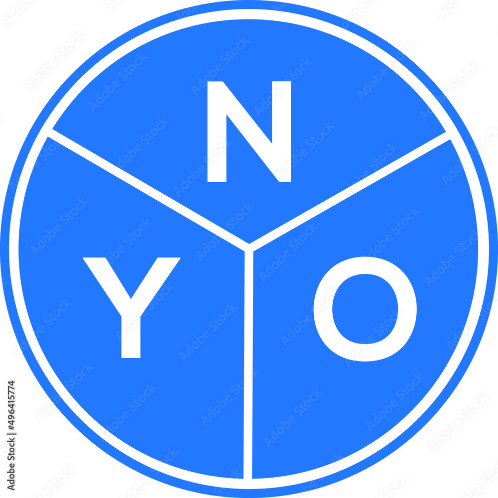 NYO letter logo design on white background. NYO creative circle letter logo concept. NYO letter design. NYO letter logo design on white background. NYO creative circle letter logo concept. NYO letter design.