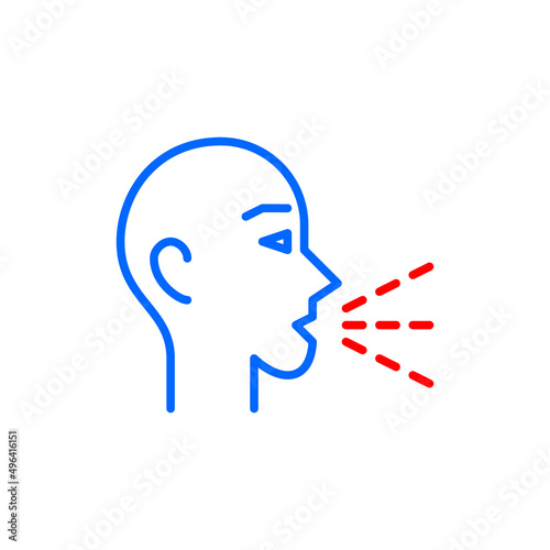 Person coughing or speaking loudly. Pixel perfect, editable stroke icon