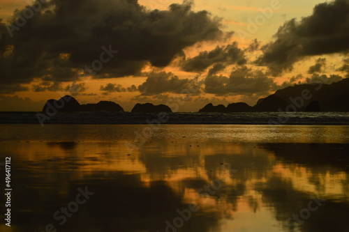 Photo of Red Island Beach Landscape or Pulo Merah Beach in the late afternoon, a beach and tourist attraction in Pesanggaran District, Banyuwangi Regency, East Java Province, Indonesia. photo
