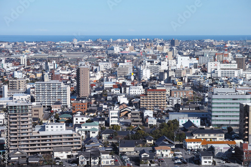 鳥取県米子城跡から見た米子市街地