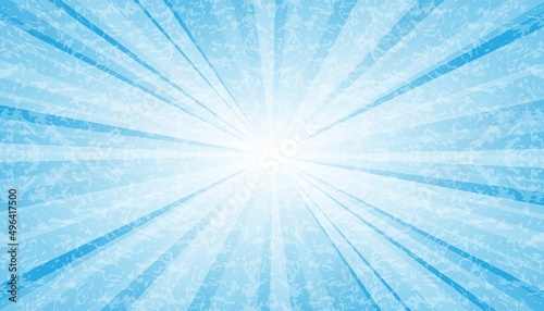 Abstract blue background with sun ray. Summer retro vector illustration
