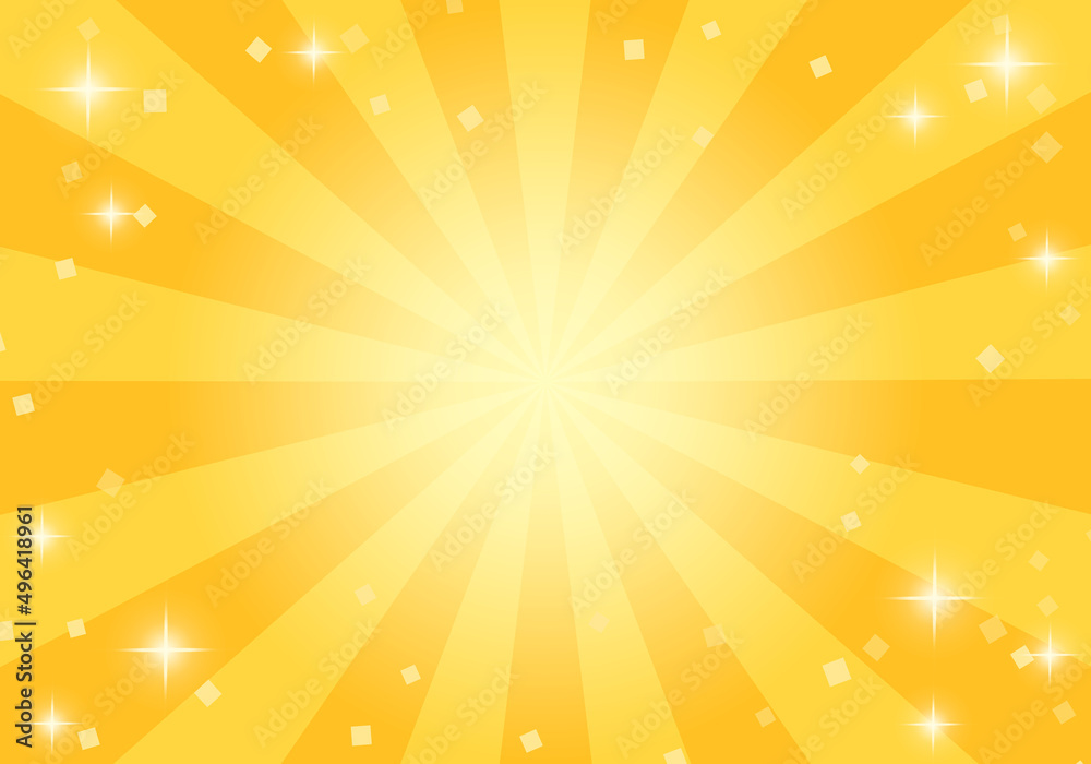 Fototapeta premium 黄色の集中線とキラキラのベクターイラスト背景(放射,放射線,art,card)