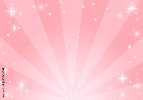 ピンク色の集中線とキラキラのベクターイラスト背景(放射,放射線,art,card)
