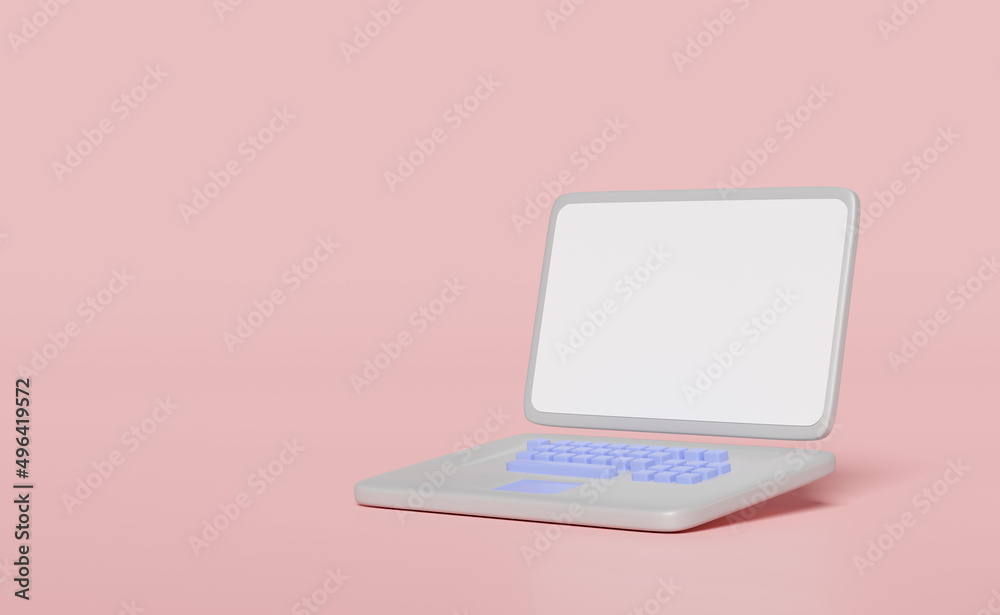 grey laptop computer monitor isolated on pink background. minimal concept, 3d illustration or 3d render grey laptop computer monitor isolated on pink background. minimal concept, 3d illustration or 3d render