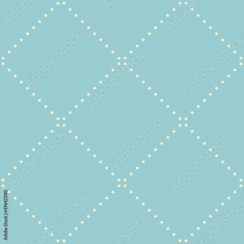 Vector seamless geometric pattern pastel green background with yellow stars