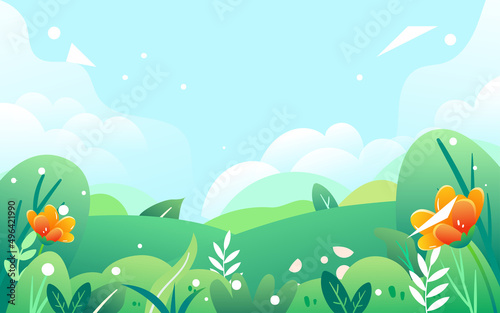Young people are jumping, May 4th youth festival characters vector illustration