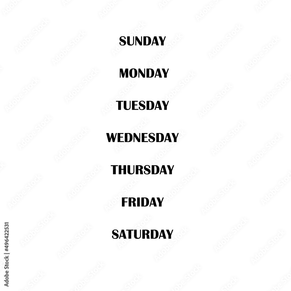 Obraz premium Calendar web buttons - Days of the week. The days of week badges. Set of Every Day of a Week
