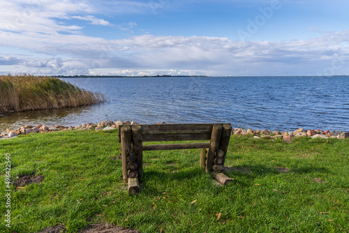 A Bench with seaview at the harbour Zuehlendorf, Mecklenburg-Western Pomerania, Germany