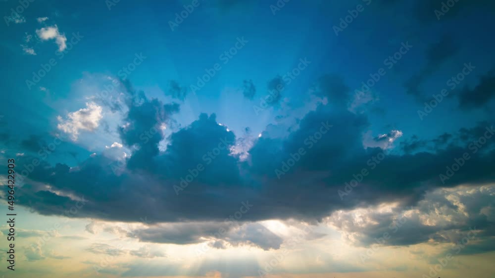 4K High Quality Footage. Time lapse Sky and black cloud. Dark grey storm clouds. Dramatic sky. lighting in dark stormy cloudy. Beautiful nature time lapse storm clouds and sun in the sea.