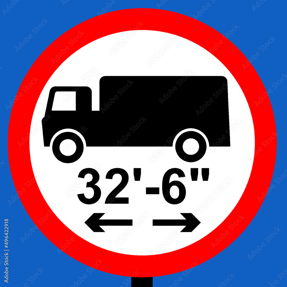 No vehicle or combination of vehicles over length shown sign No vehicle or combination of vehicles over length shown sign