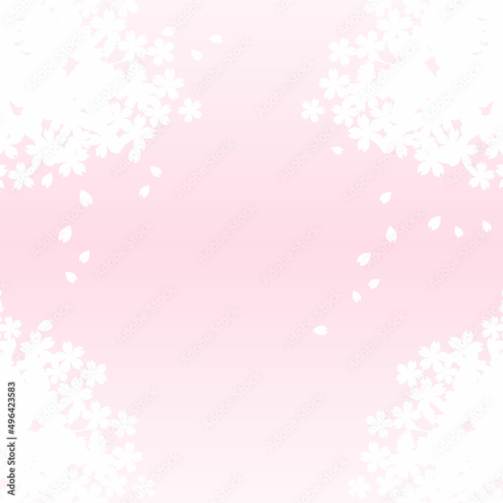 Fototapeta 桜 さくら フレーム 背景 春 花 シルエット 影絵 切り絵 コピースペース シンプル イラスト素材 Naklejamy Com