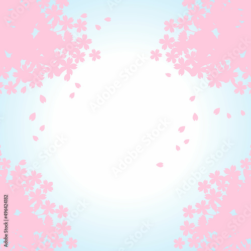 桜 さくら フレーム 背景 春 花 シルエット 影絵 切り絵 コピースペース シンプル イラスト素材 Stock Vector Adobe Stock