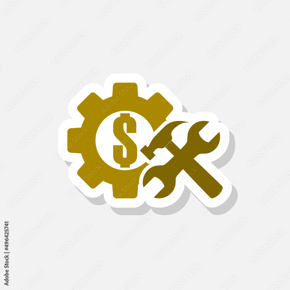 Dollar money gear icon sticker Dollar money gear icon sticker
