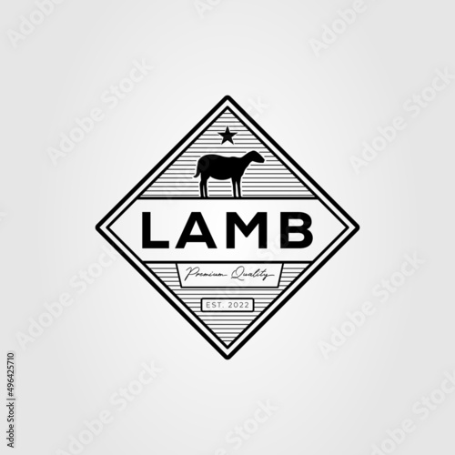 vintage lamb or sheep livestock logo vector illustration design