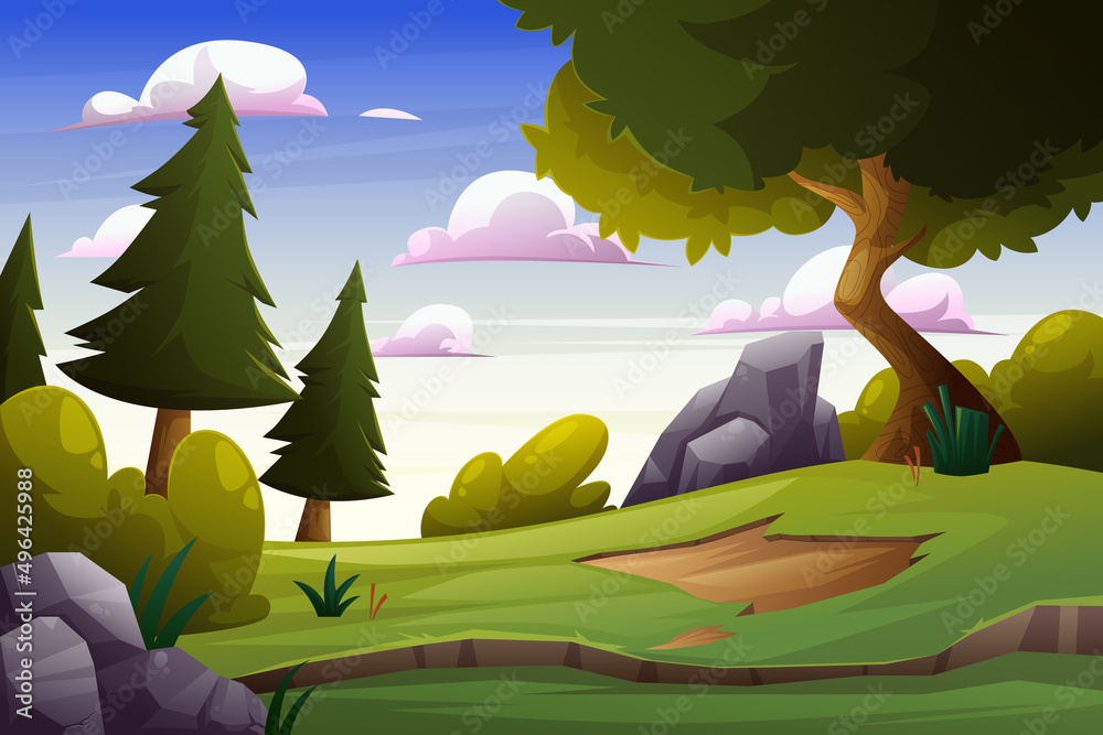 Nature Forest Landscape background illustration for happy earth day ...