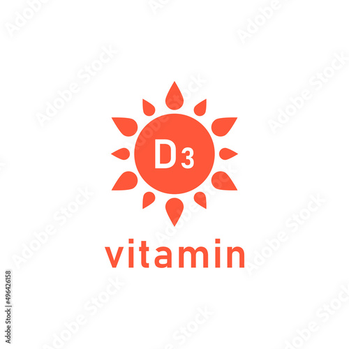 D3 vitamin with sun icon. Vector