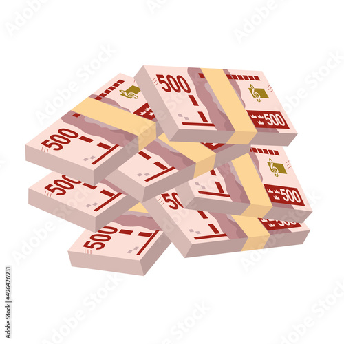 Swedish Krona Vector Illustration. Sweden money set bundle banknotes. Paper money 500 kr. Flat style. Isolated on white background. Simple minimal design.