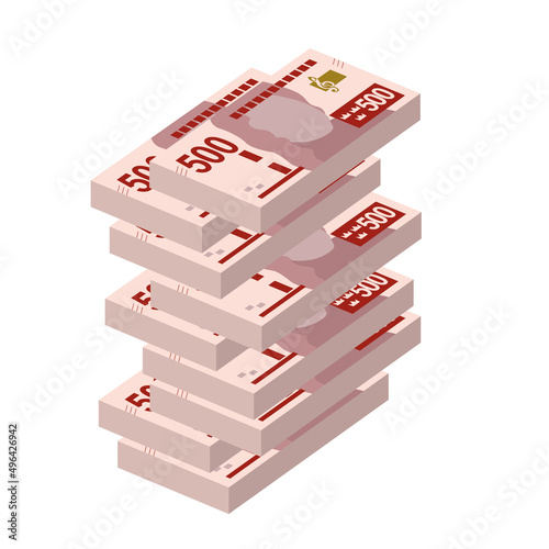 Swedish Krona Vector Illustration. Sweden money set bundle banknotes. Paper money 500 kr. Flat style. Isolated on white background. Simple minimal design.