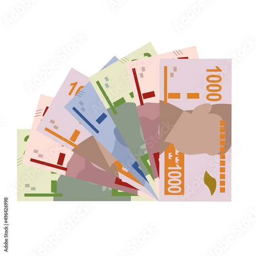 Swedish Krona Vector Illustration. Sweden money set bundle banknotes. Paper money 100, 200, 500, 1000 kr. Flat style. Isolated on white background. Simple minimal design.