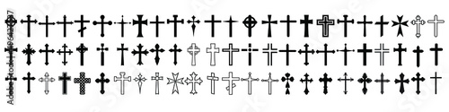 Cross icon vector set. Religion illustration sign collection. church symbol. jesus logo.