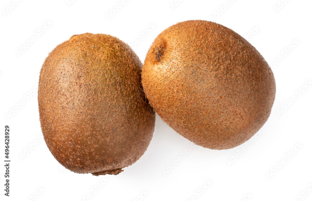 Whole kiwi fruits isolated on the white background, top view. Whole kiwi fruits isolated on the white background, top view.