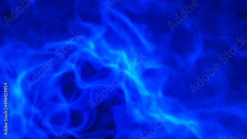 Blue abtract background, glowing plasma smoke pattern, 3D render illustration.