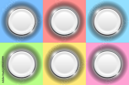 White buttons with halftone...