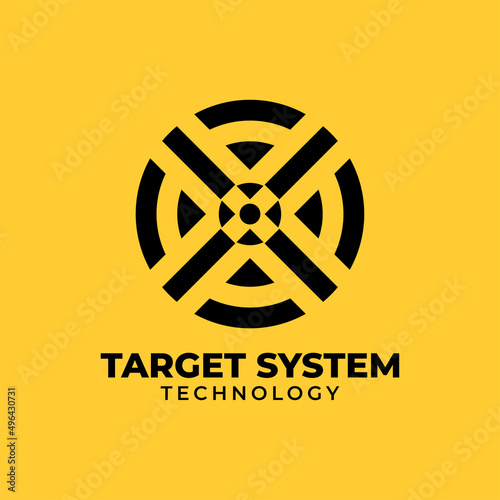 abstract circular letter X target system vector logo design element