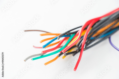 Internet and electric cable on the white background