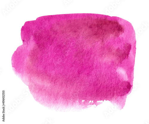 Pink watercolor spot isolated on white background