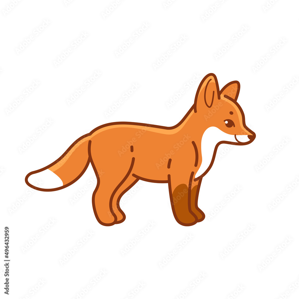 Cute fox cub - cartoon animal character. Vector illustration in flat style isolated on white background. Cute fox cub - cartoon animal character. Vector illustration in flat style isolated on white background.