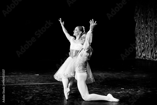 bright and fascinating emotions of ballet dancers' performances with moments from ballet productions photo