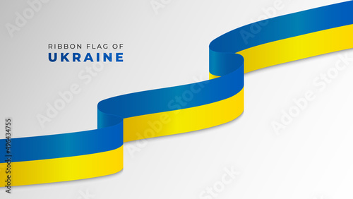 Shiny and wavy ribbon flag of Ukraine