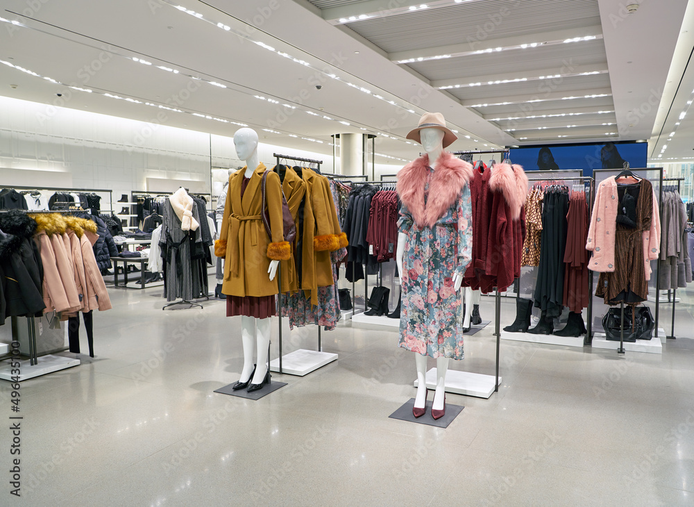 MILAN MALPENSA, ITALY - CIRCA NOVEMBER, 2017: clothing on display at Zara  shop in Milan-Malpensa Airport, Termianl 1 Stock Photo | Adobe Stock
