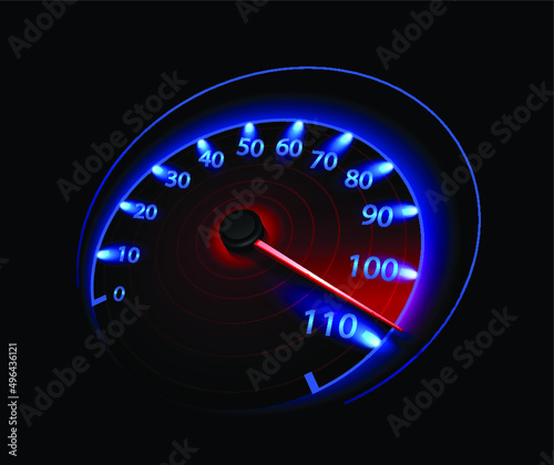Car speedometer with red speed arrow vector clipart