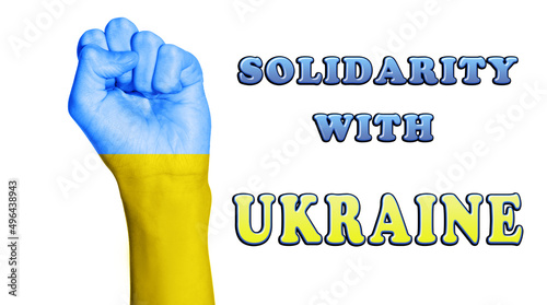 Solidarity With Ukraine Abstract Background with Painted Fist Flag. Patriotic and togetherness concept. Standing with Ukraine backdrop