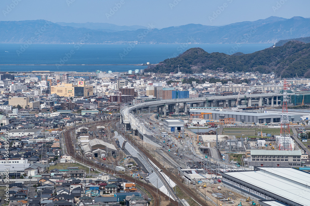 福井県敦賀市の街並み　衣掛山からの眺望