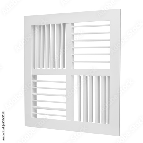 Ventilation grille for cooling and supplying fresh air to the premises. Isolated on a white background. Ventilation of kitchen  bathroom  apartment  office  bar  restaurant  warehouse.