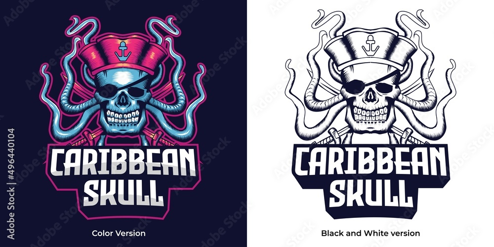 caribbean skull mascot logo vector design