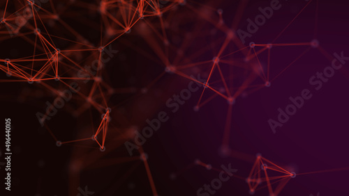 Abstract technology background. Digital combination dots and lines. Network connection structure. Shallow DOF