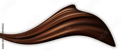 Chocolate swirl wave isolated. Creamy milk chocolate, dark brown color flow twisted wave, smooth liquid texture. Design element. Abstract vector illustration